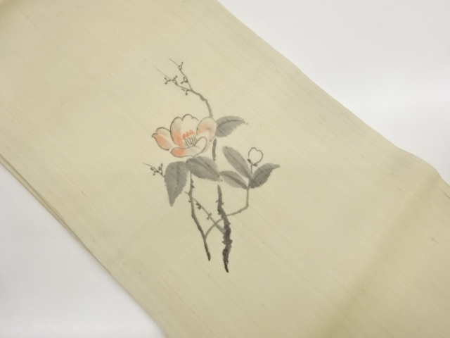 JAPANESE NAGOYA OBI FOR SUMMER / TSUMUGI / CAMELLIA / ARTIST WORK